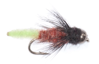 Euro Flies Black Bead Green Tail Caddis #14 1 Euro Flies Black Bead Green Tail Caddis #14