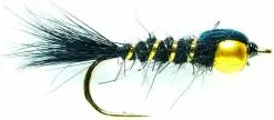 Fulling Mill Gold Nugget Hares Ear Nymph Black #12
